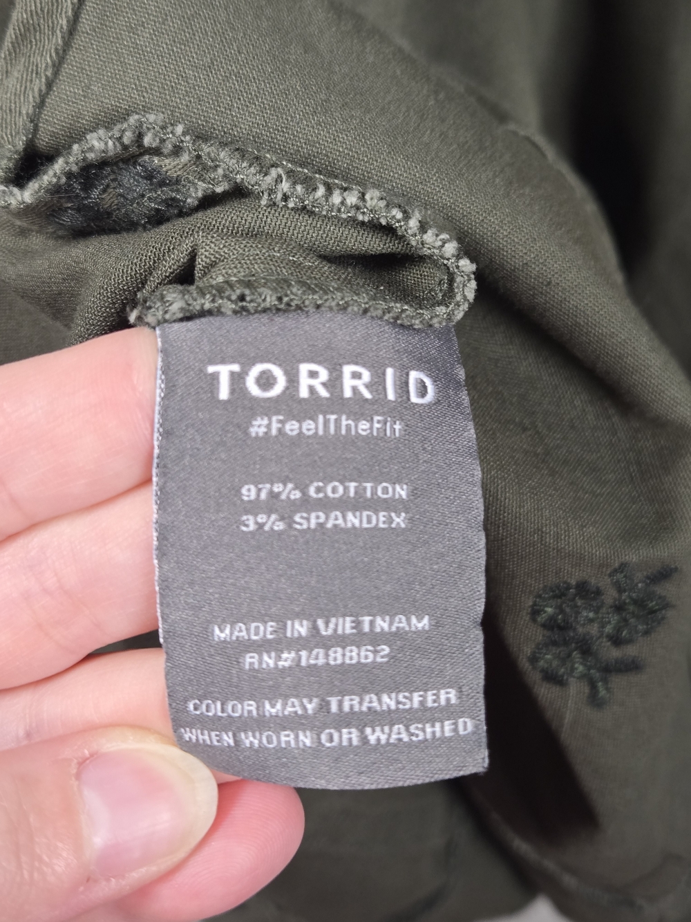NWT Torrid Olive Fitted Military Embroidered Tawny Daisies Floral Cotton Jacket - Picture 8 of 13